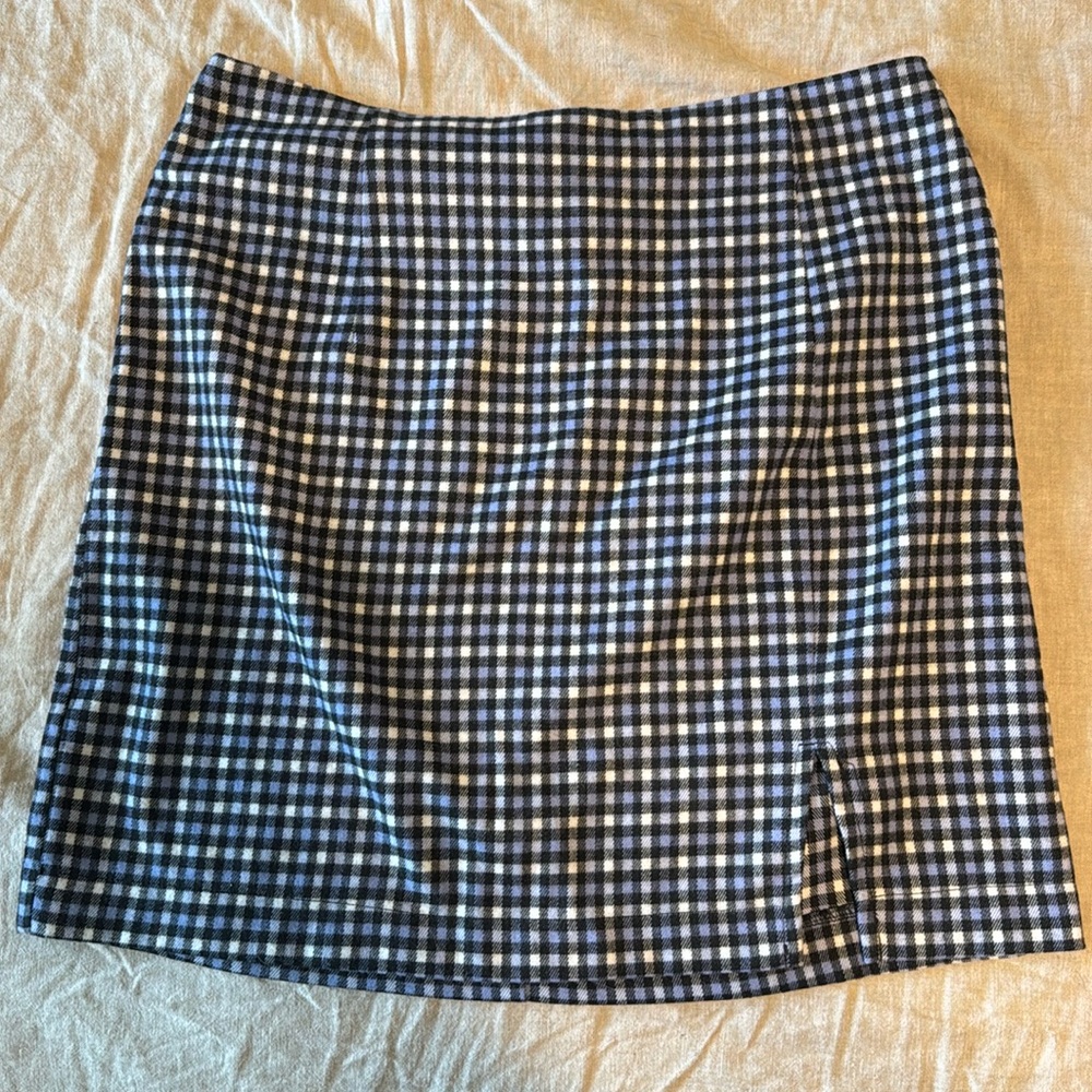Blue plaid skirt